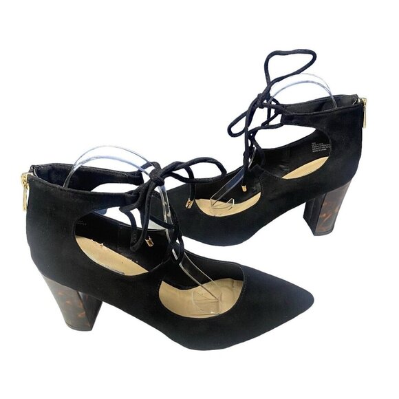 CLOUD WALKERS by Avenue Women Heels Size 10w Black Vesey Tie 3.5" Career Office - Picture 6 of 15